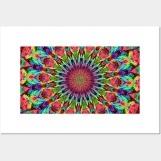 Colorful Peacock Kaleidoscope Posters and Art